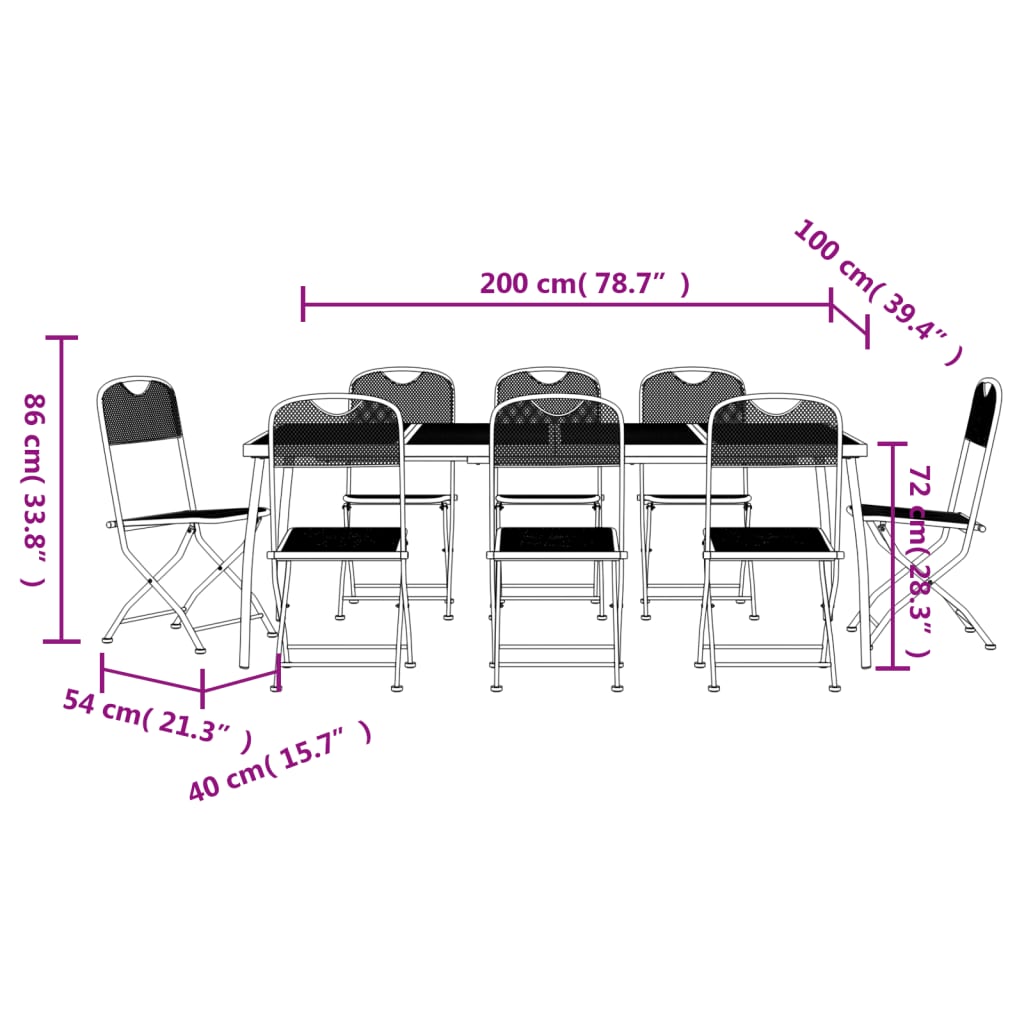 vidaXL 9 Piece Garden Dining Set Anthracite Metal Mesh