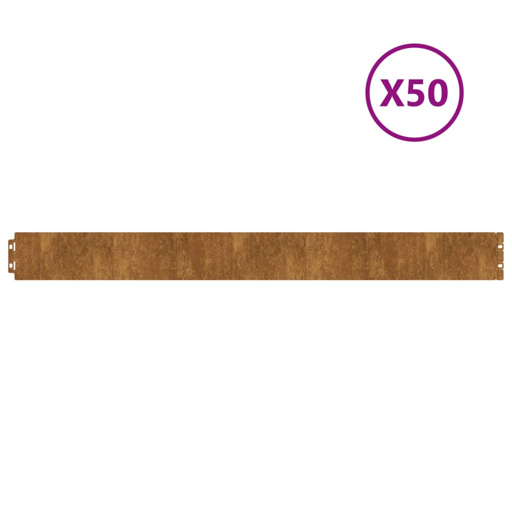 vidaXL Lawn Edgings 50 pcs 10x103 cm Flexible Corten steel