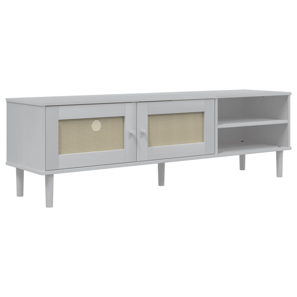 vidaXL TV Cabinet SENJA Rattan Look White 158x40x49cm Solid Wood Pine