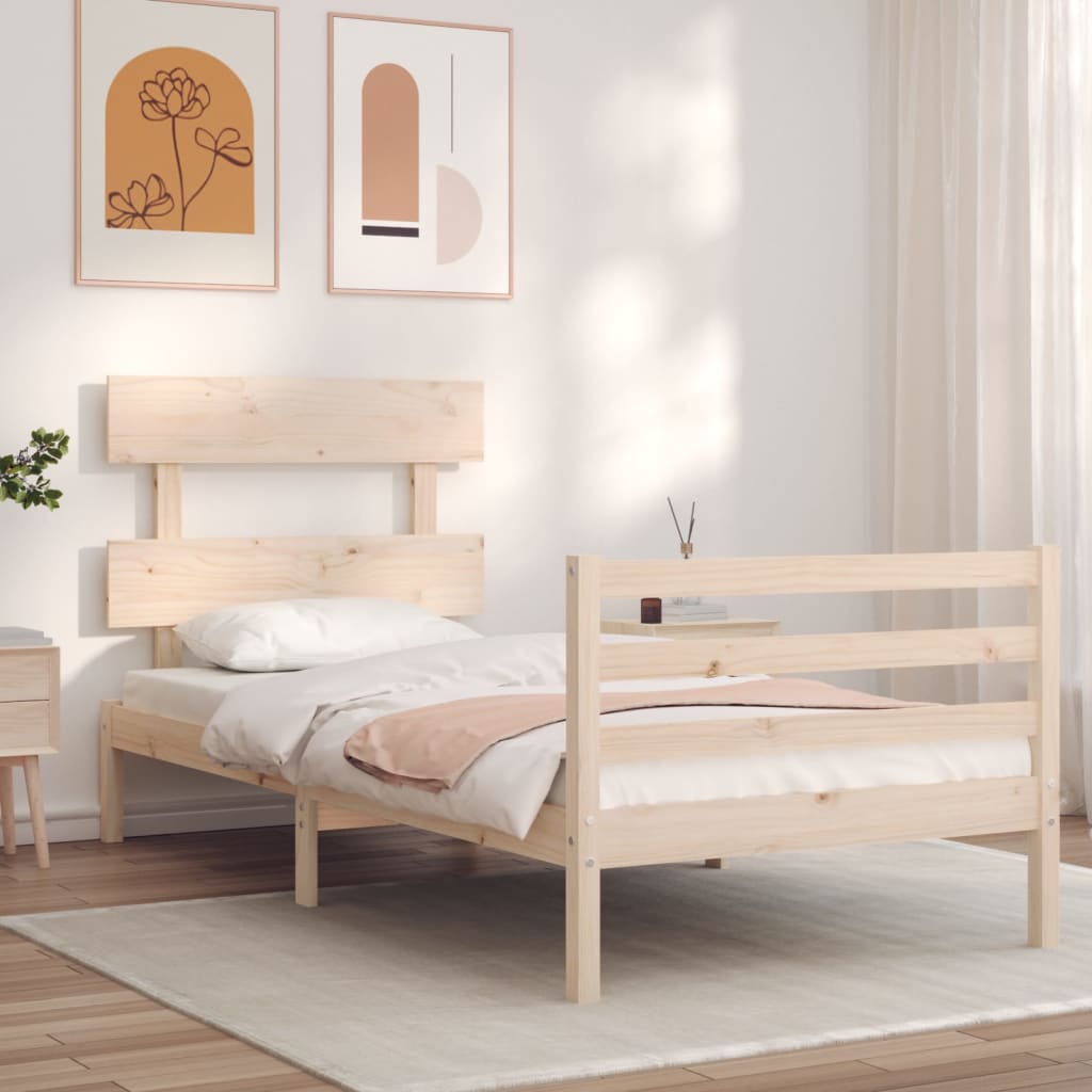 vidaXL Bed Frame without Mattress Single Solid Wood