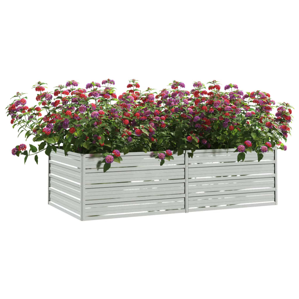 vidaXL Garden Raised Bed 160x80x45 cm Galvanized Steel Silver