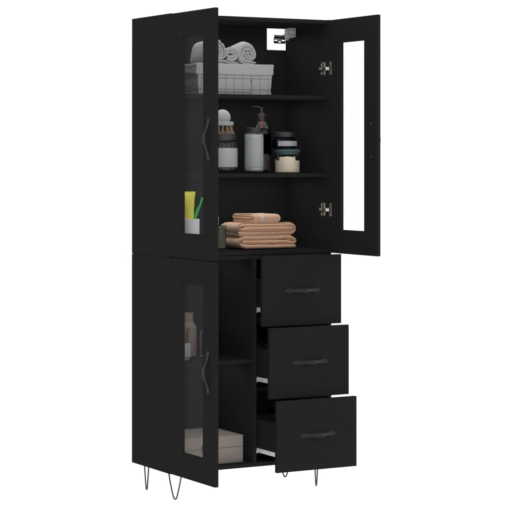 vidaXL Highboard Black 69.5x34x180 cm Engineered Wood