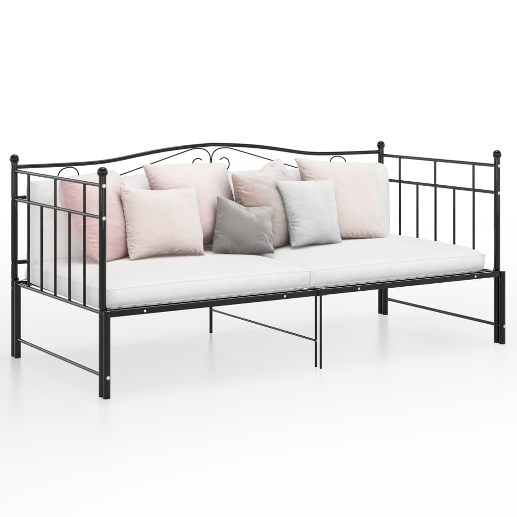 vidaXL Pull-out Sofa Bed Frame without Mattress Black Metal 90x200 cm