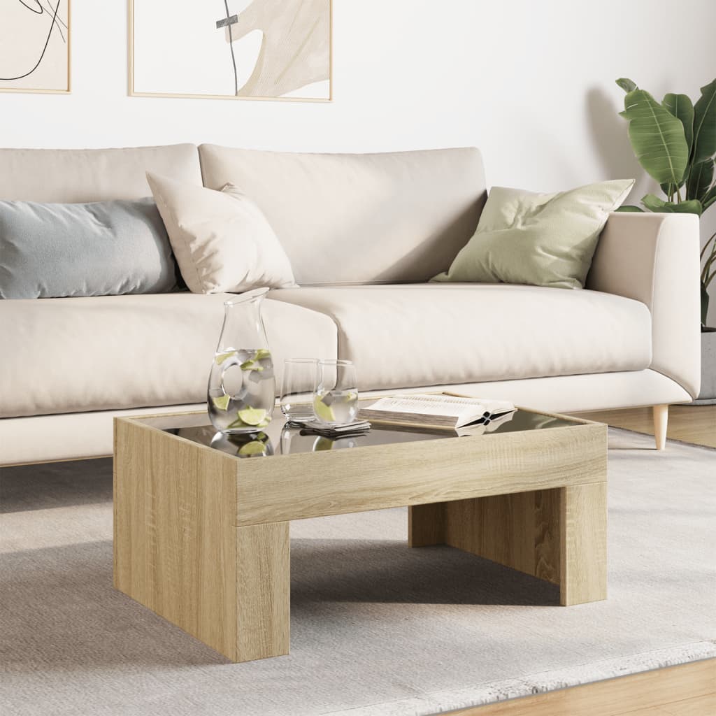 vidaXL Coffee Table with Infinity LED Sonoma Oak 70x50x30 cm