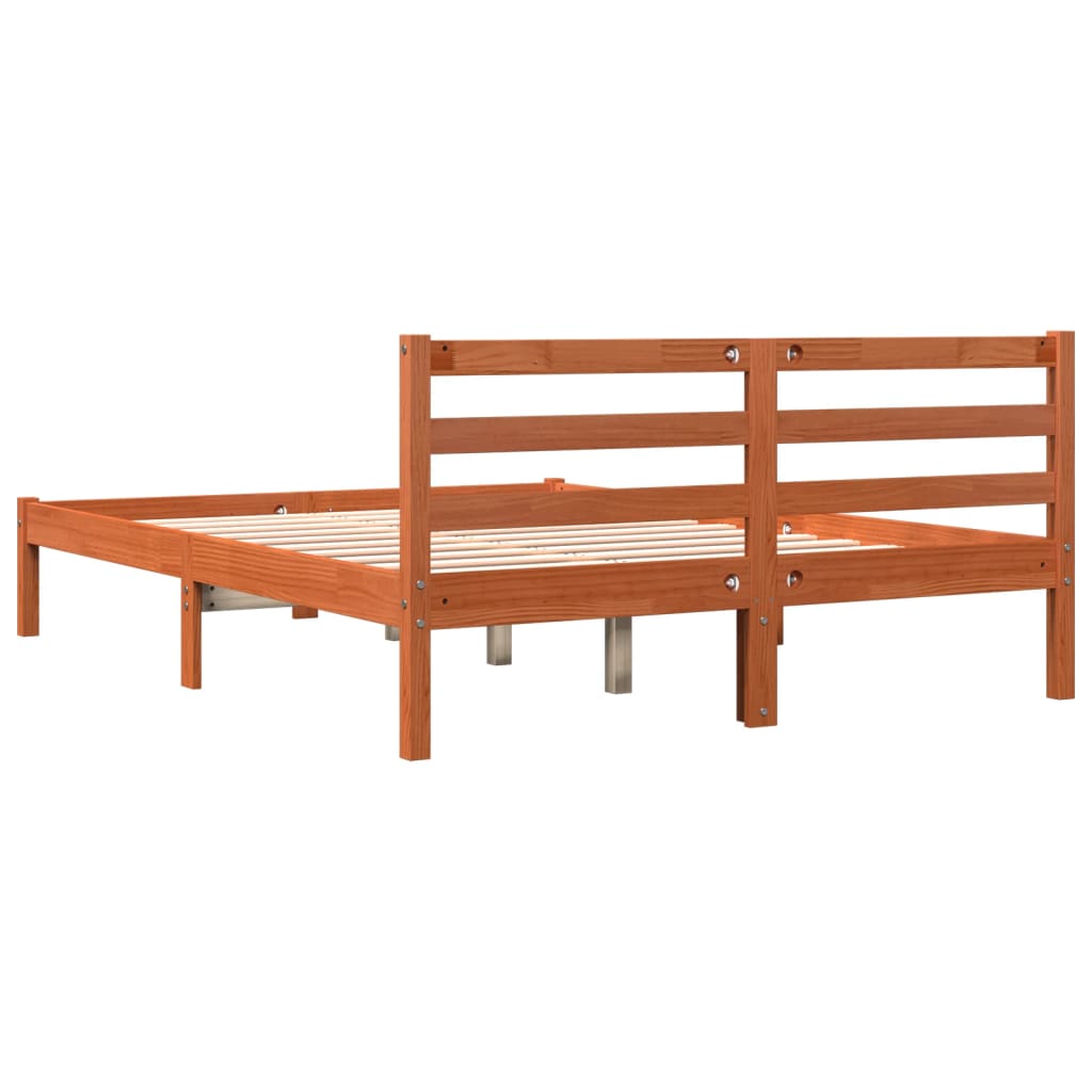 vidaXL Bed Frame Wax Brown 140x190 cm Solid Wood Pine