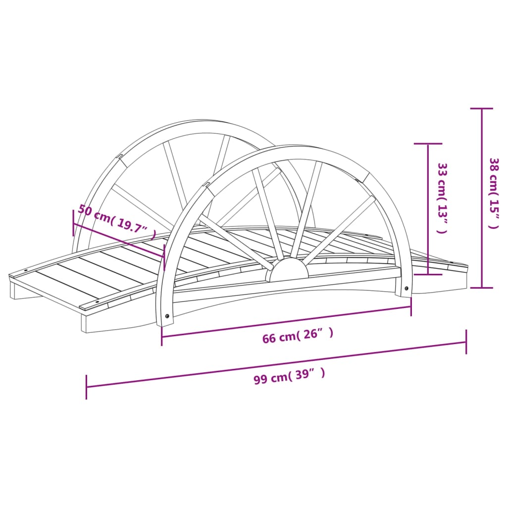 vidaXL Garden Bridge with Half-wheel 99x50x38 cm Solid Wood Fir