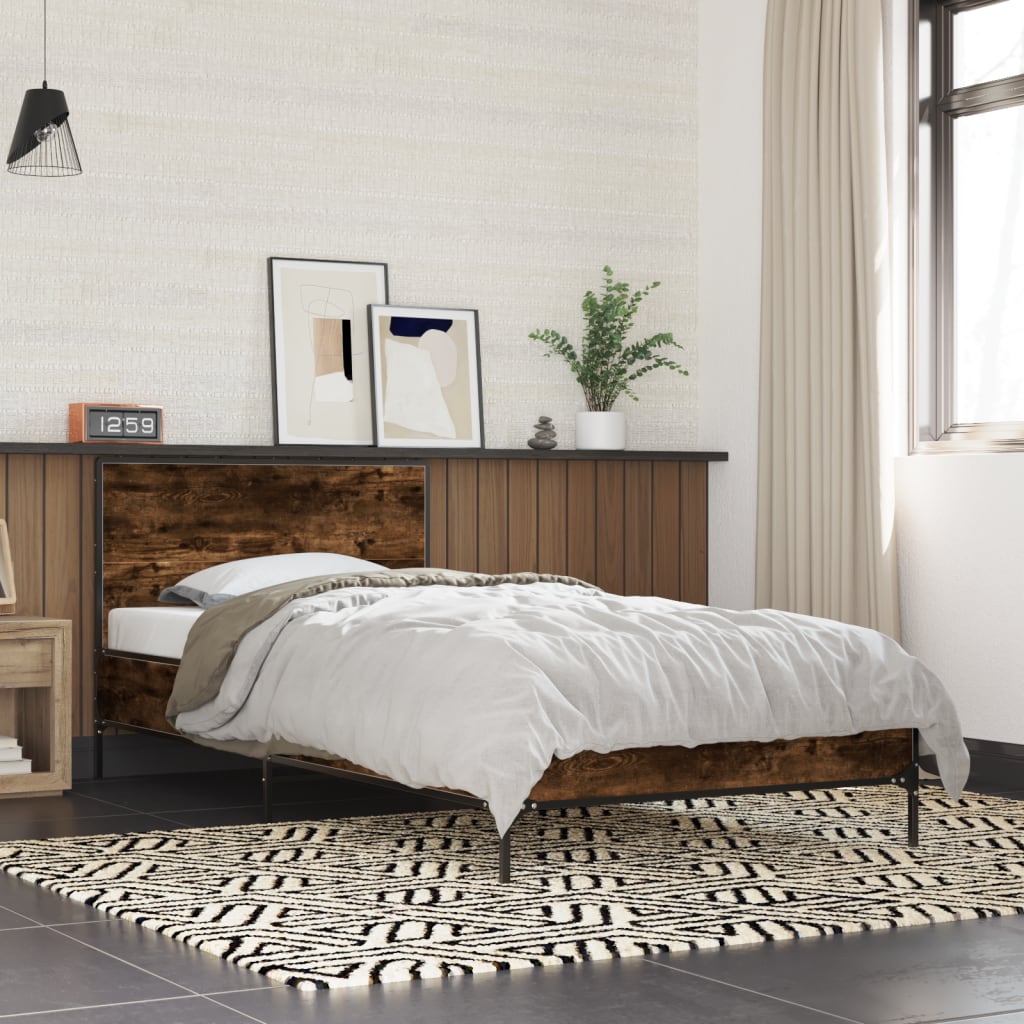 vidaXL Bed Frame without Mattress Smoked Oak 100x200 cm