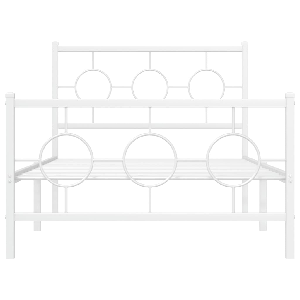 vidaXL Metal Bed Frame without Mattress with Footboard White 100x200 cm