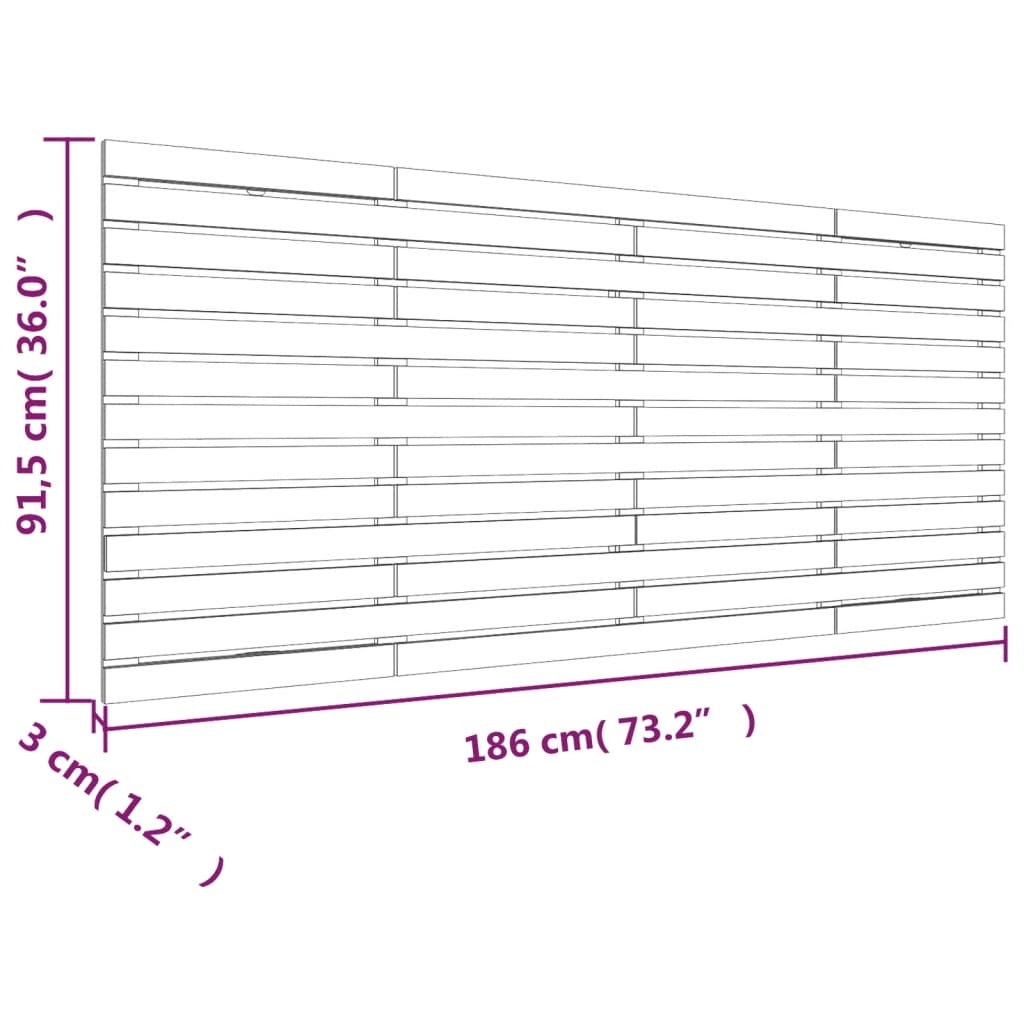 vidaXL Wall Headboard Honey Brown 186x3x91.5 cm Solid Wood Pine