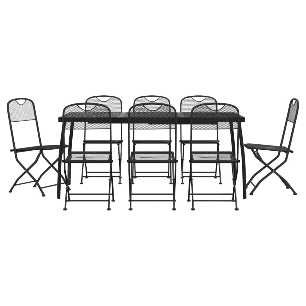 vidaXL 9 Piece Garden Dining Set Anthracite Metal Mesh