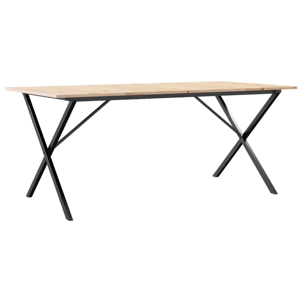 vidaXL Dining Table X-Frame 180x90x75 cm Solid Wood Pine and Cast Iron