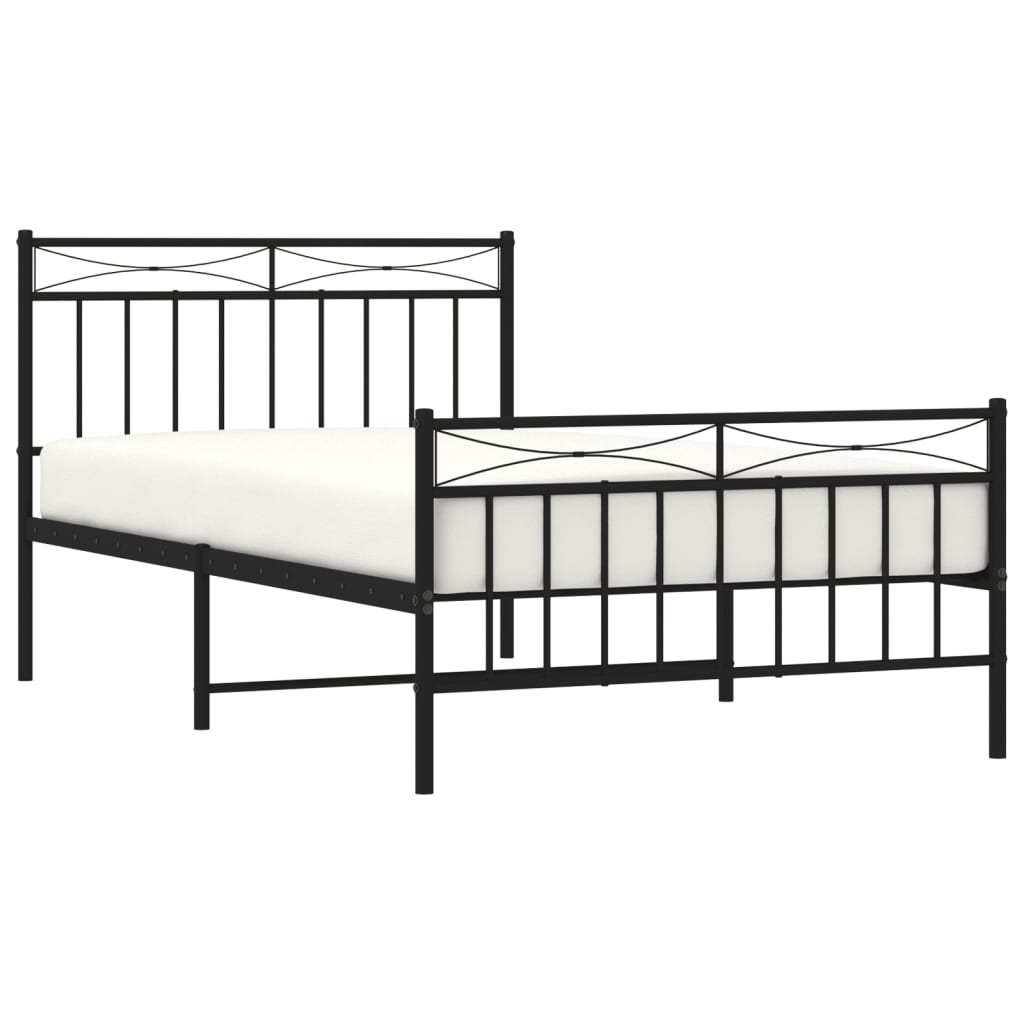 vidaXL Metal Bed Frame without Mattress with Footboard Black 100x200 cm