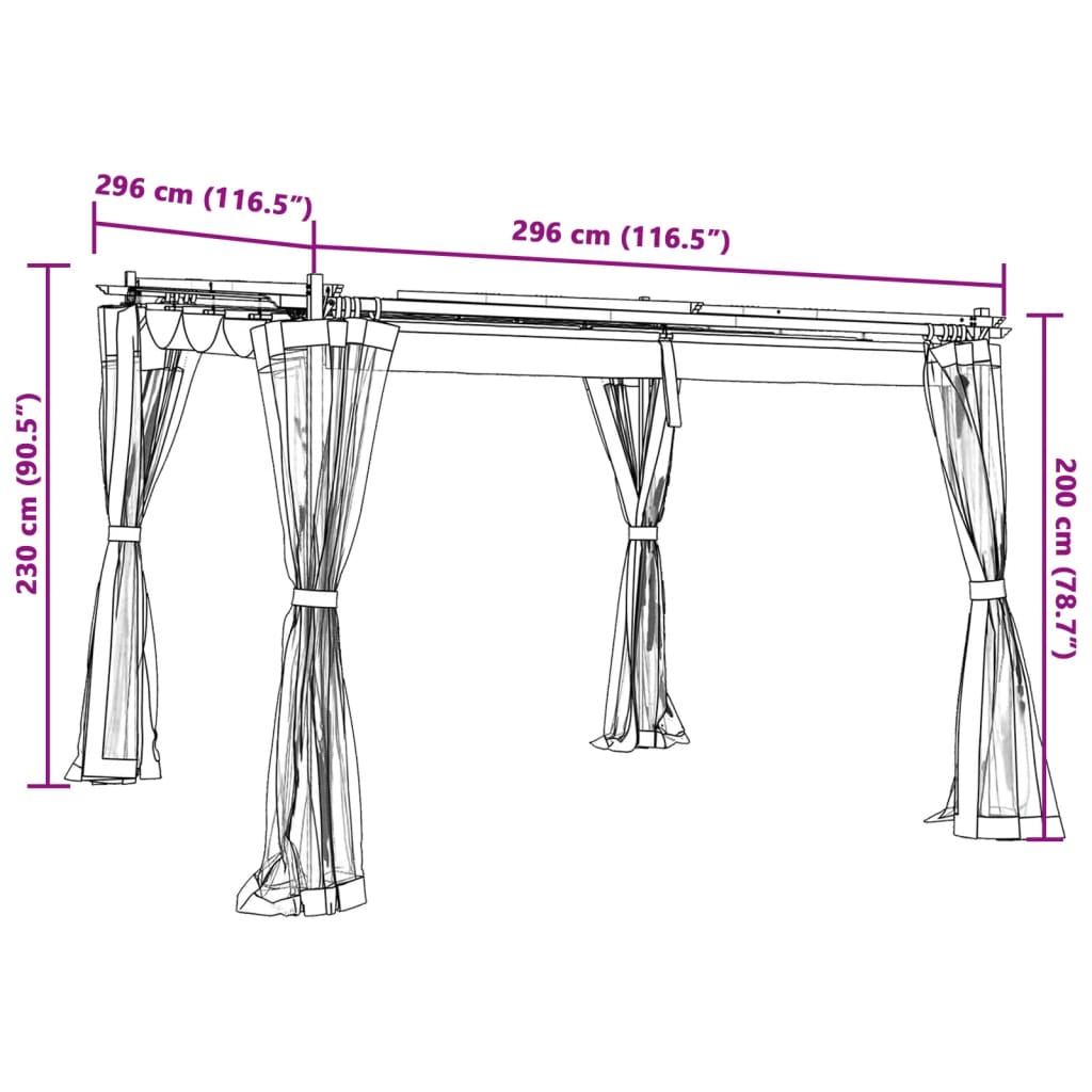 vidaXL Gazebo with Mesh Walls Cream 3x3 m Steel