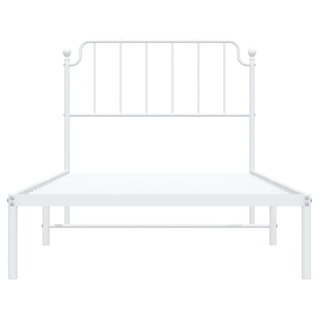 vidaXL Metal Bed Frame without Mattress with Headboard White 100x190 cm