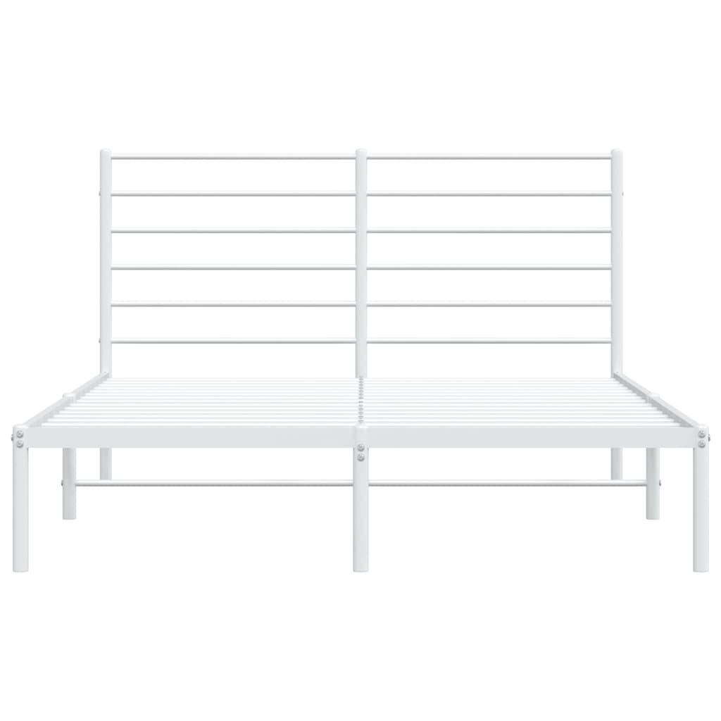 vidaXL Metal Bed Frame without Mattress with Headboard White 150x200 cm King Size