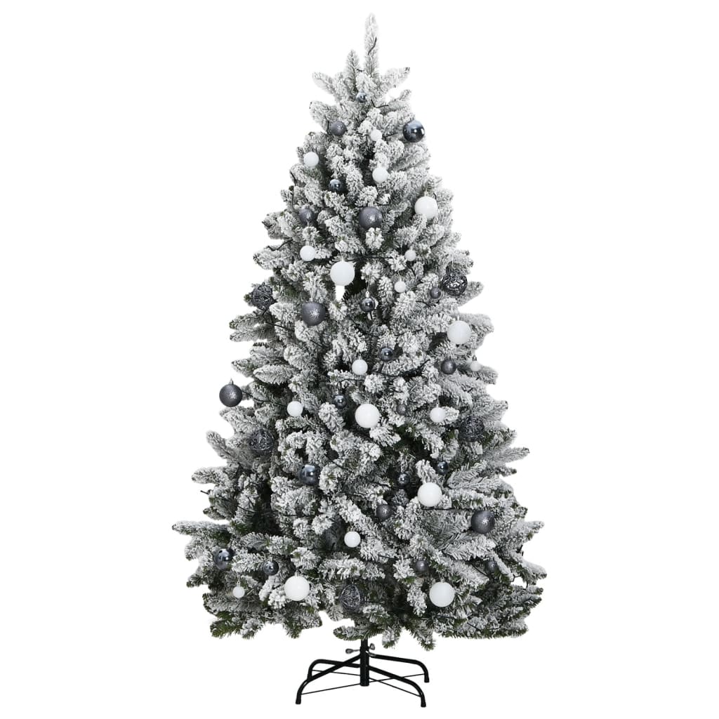 vidaXL Artificial Hinged Christmas Tree 300 LEDs & Ball Set 180 cm