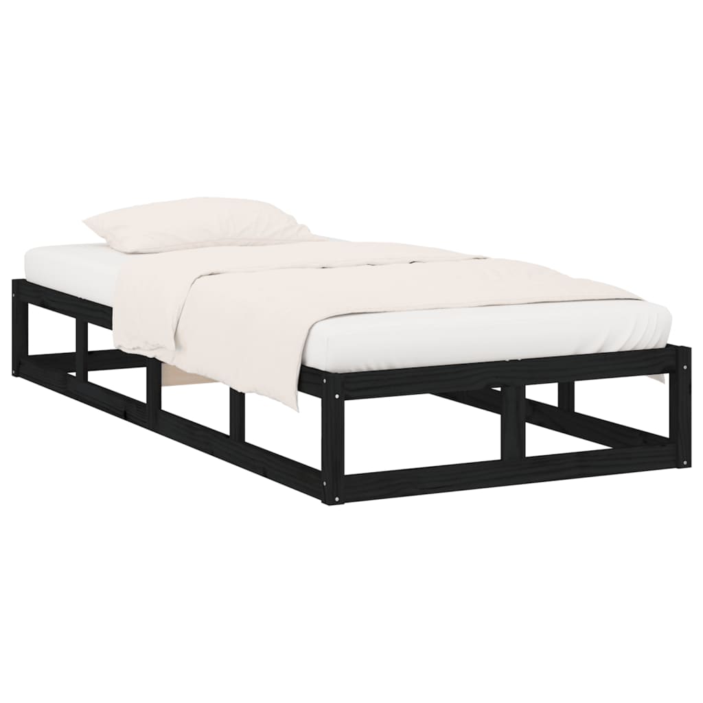 vidaXL Bed Frame without Mattress Black 90x200 cm Solid Wood