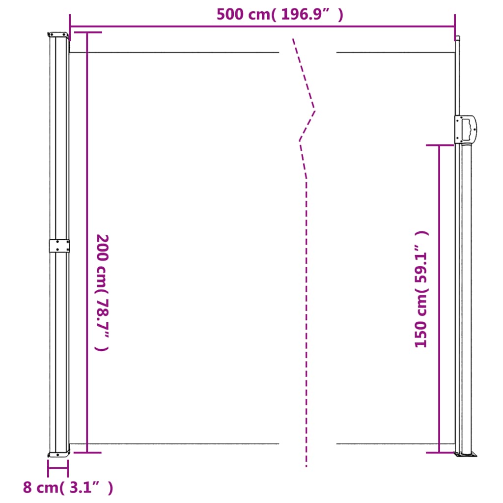 vidaXL Retractable Side Awning Anthracite 200x500 cm