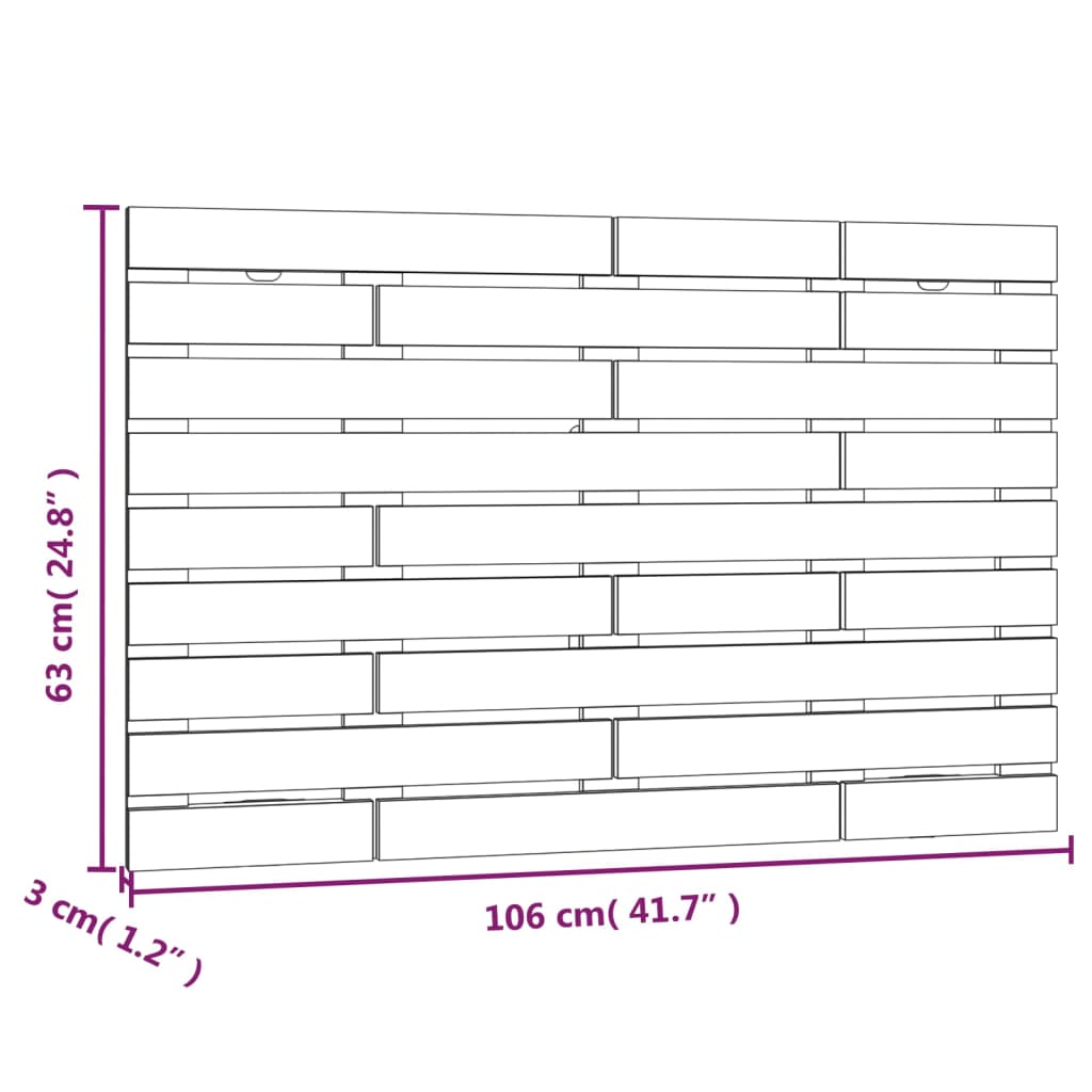 vidaXL Wall Headboard 106x3x63 cm Solid Wood Pine