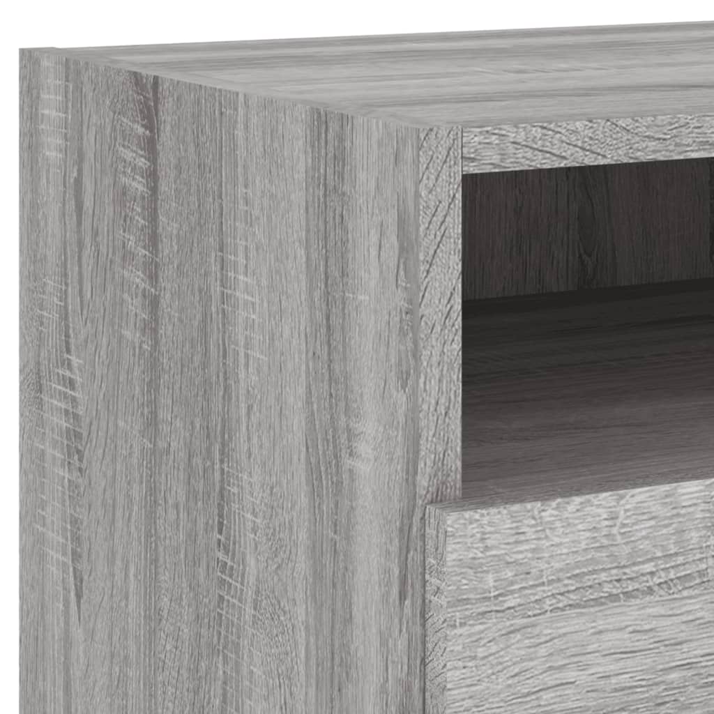 vidaXL Bedside Cabinet with LED Lights Grey Sonoma 40x39x37 cm