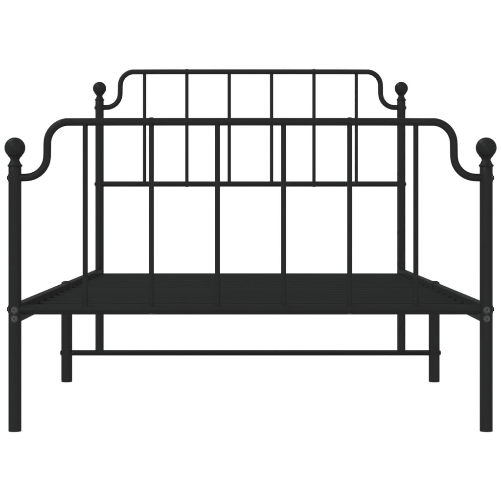 vidaXL Metal Bed Frame without Mattress with Footboard Black 107x203 cm