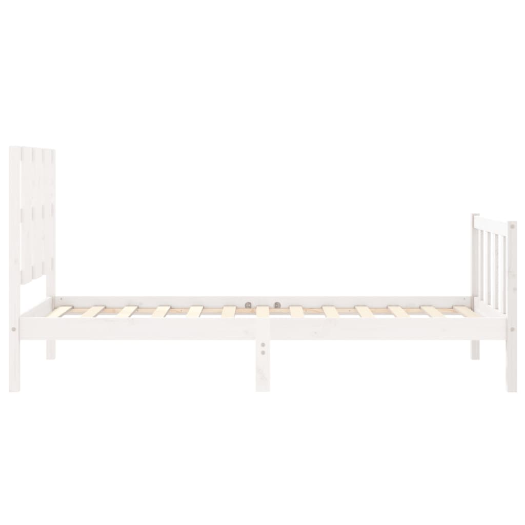 vidaXL Bed Frame without Mattress White Small Single Solid Wood Pine