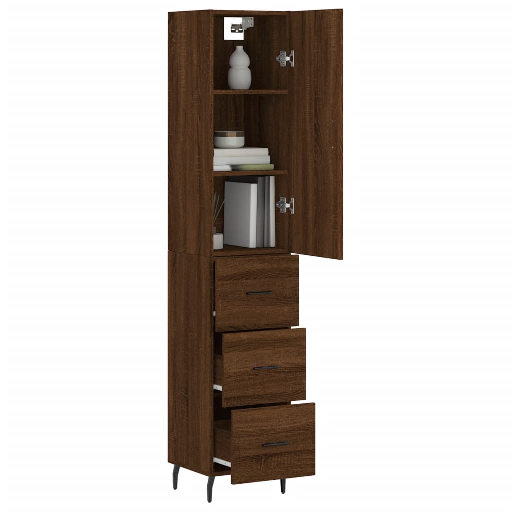 vidaXL Highboard Brown Oak 34.5x34x180 cm Engineered Wood