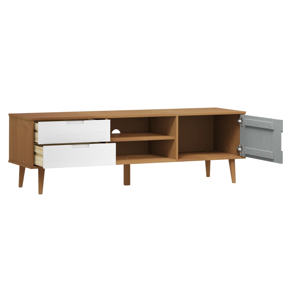 vidaXL TV Cabinet MOLDE Brown 158x40x49 cm Solid Wood Pine