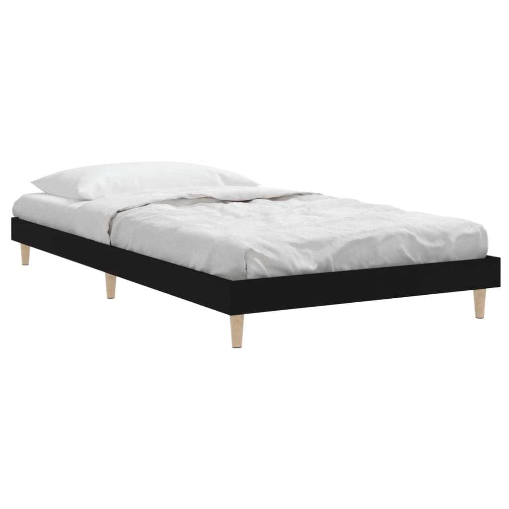 vidaXL Bed Frame without Mattress Black 90x200 cm Engineered Wood