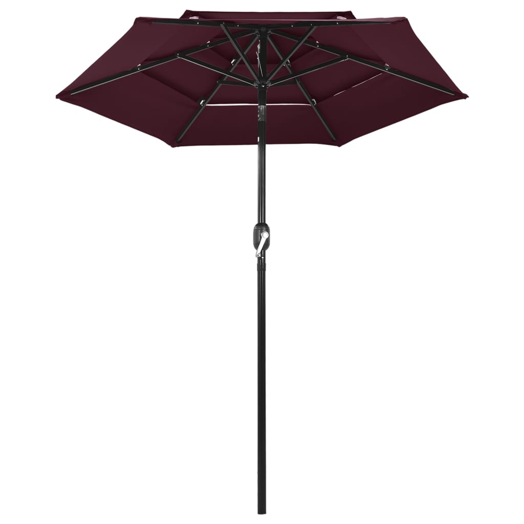 vidaXL 3-Tier Garden Parasol with Aluminium Pole Bordeaux Red 2 m