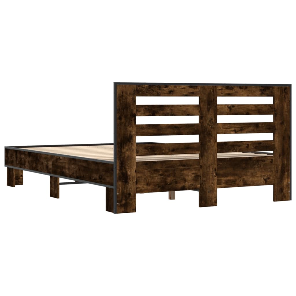 vidaXL Bed Frame without Mattress Smoked Oak 140x200 cm