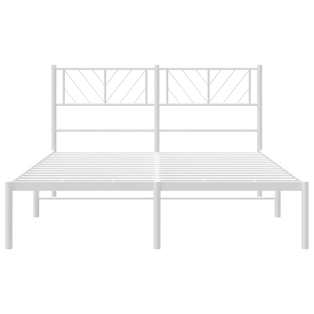 vidaXL Metal Bed Frame without Mattress with Headboard White 160x200 cm