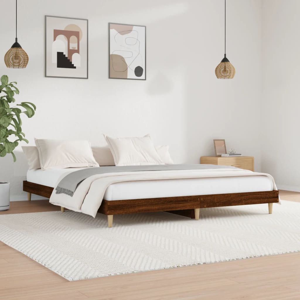 vidaXL Bed Frame without Mattress Brown Oak 140x200 cm Engineered Wood