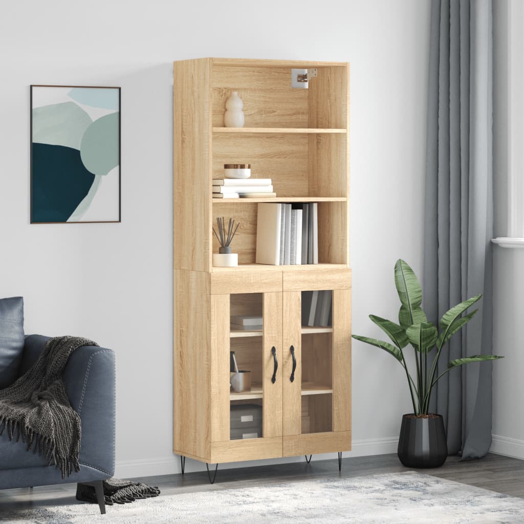 vidaXL Highboard Sonoma Oak 69.5x34x180 cm Engineered Wood