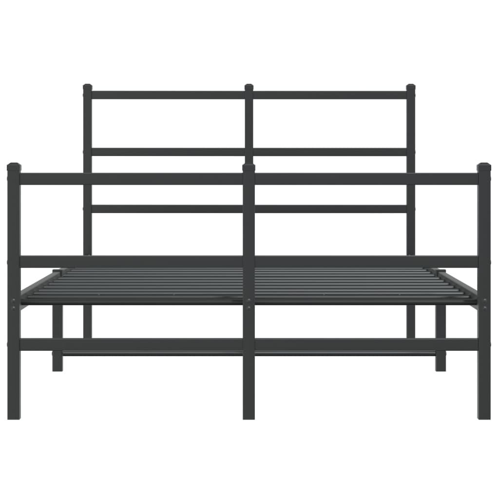 vidaXL Metal Bed Frame without Mattress with Footboard Black 120x190 cm Small Double