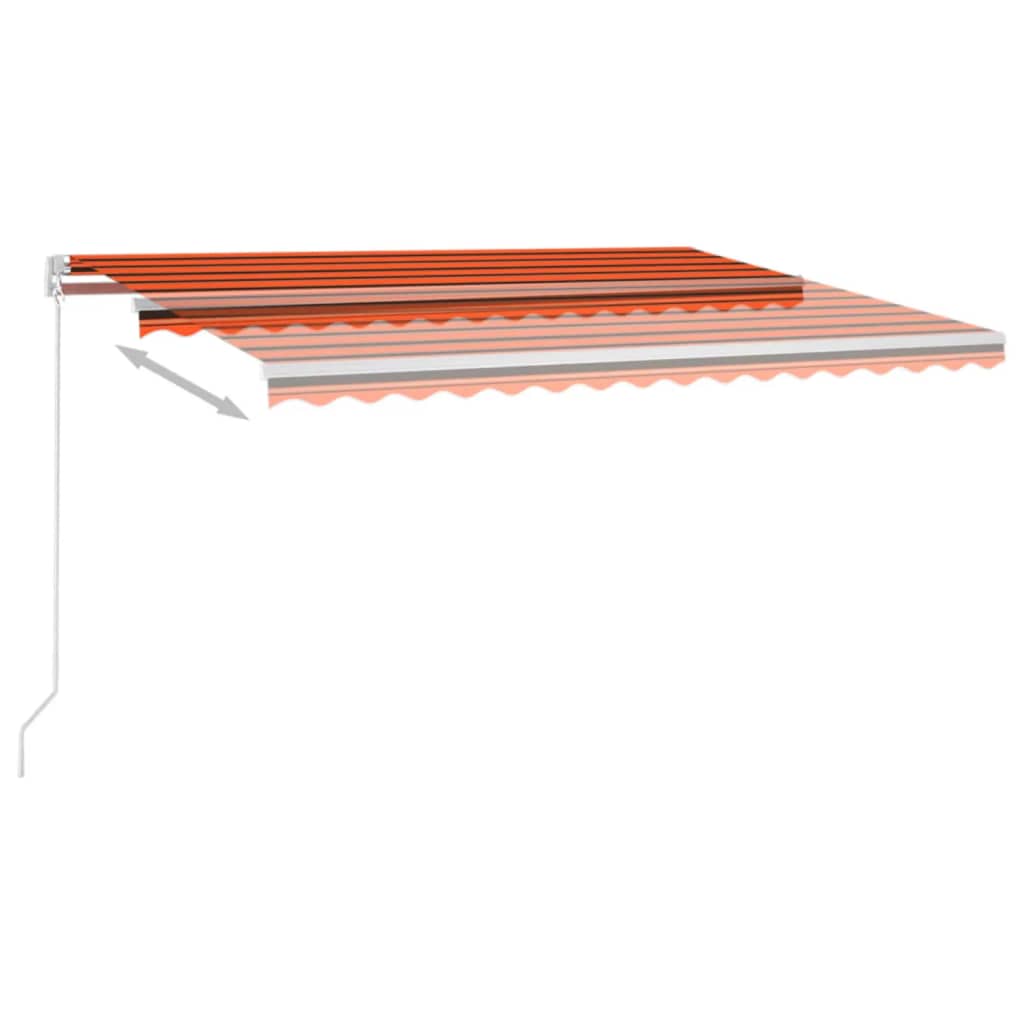 vidaXL Manual Retractable Awning with LED 400x350 cm Orange and Brown