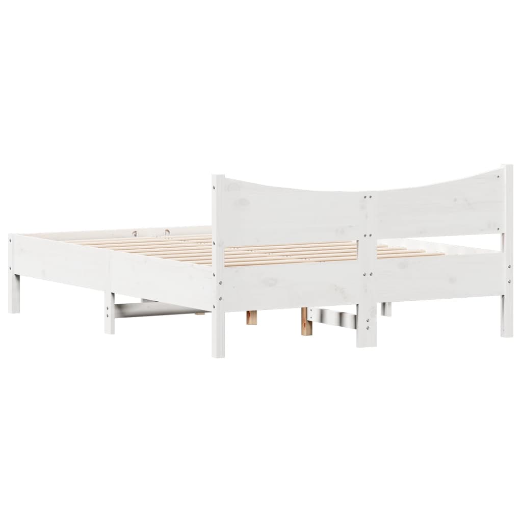 vidaXL Bed Frame without Mattress White 135x190 cm Double Solid Wood Pine