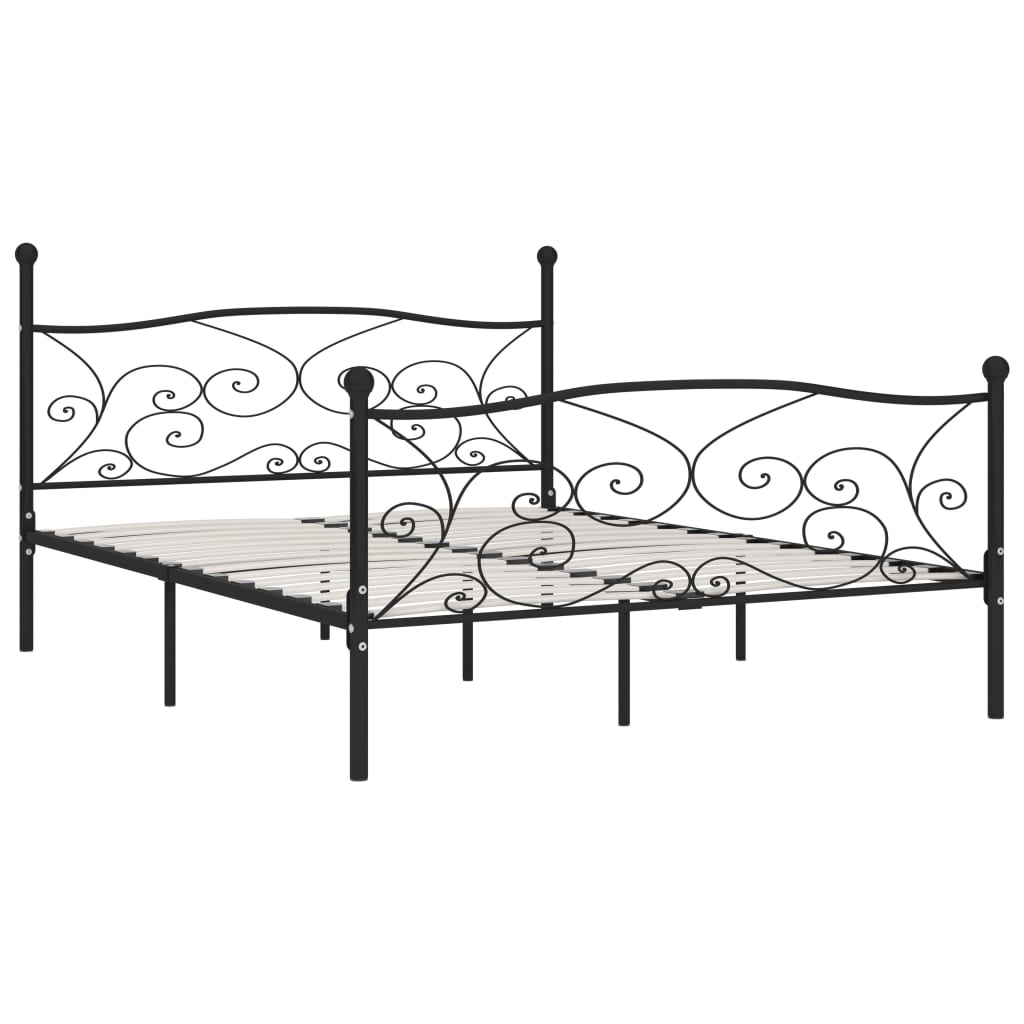 vidaXL Bed Frame without Mattress with Slatted Base Black Metal 200x200 cm