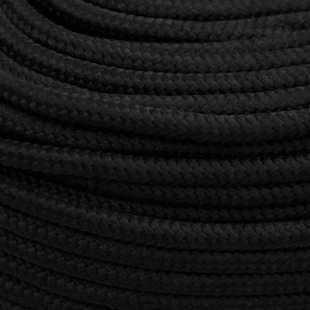 vidaXL Work Rope Black 6 mm 25 m Polyester