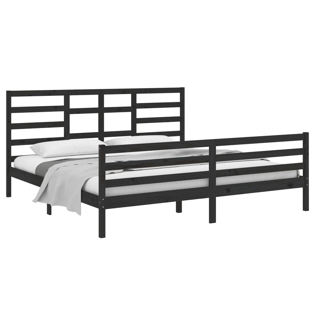 vidaXL Bed Frame without Mattress Black Solid Wood 200x200 cm