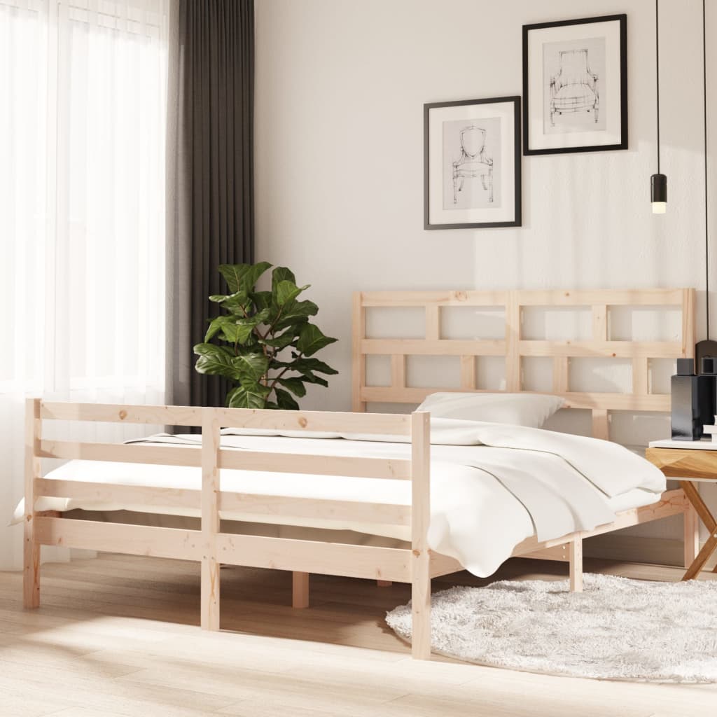 vidaXL Bed Frame without Mattress King Size Solid Wood