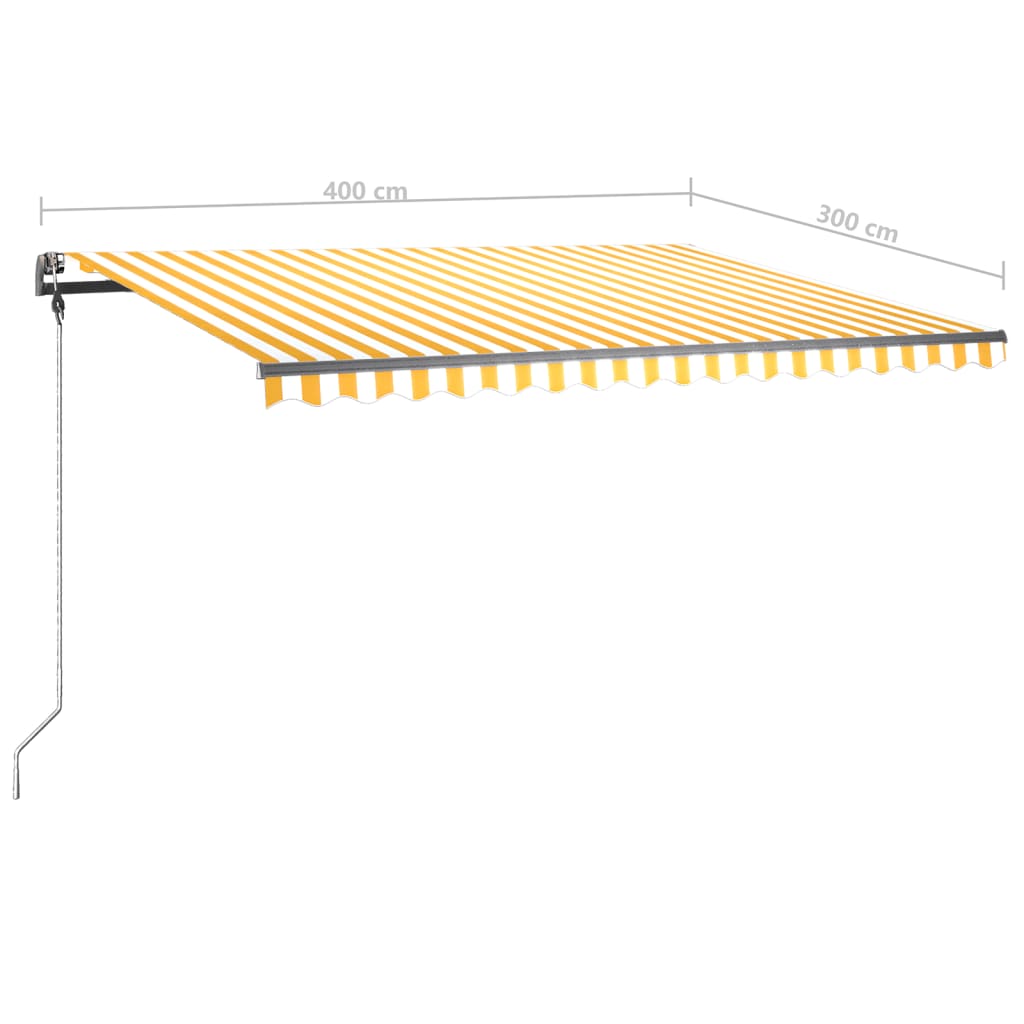 vidaXL Freestanding Manual Retractable Awning 400x300 cm Yellow/White