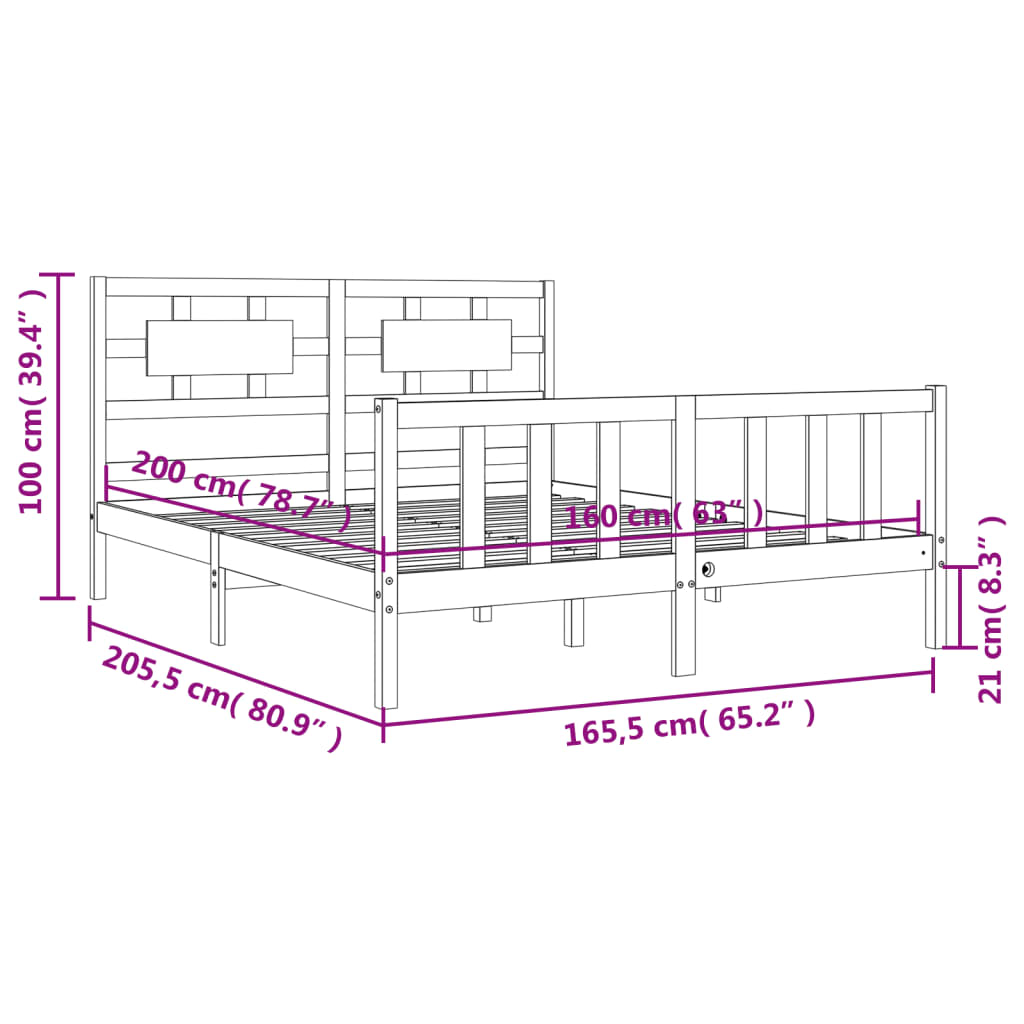 vidaXL Bed Frame without Mattress White 160x200 cm Solid Wood Pine