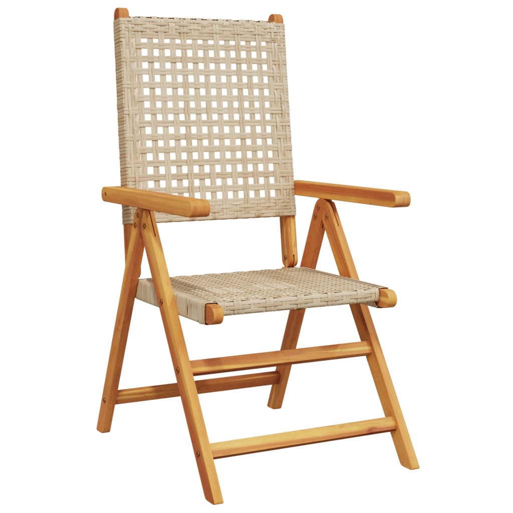 vidaXL Garden Chairs 2 pcs Beige Solid Wood Acacia and Poly Rattan