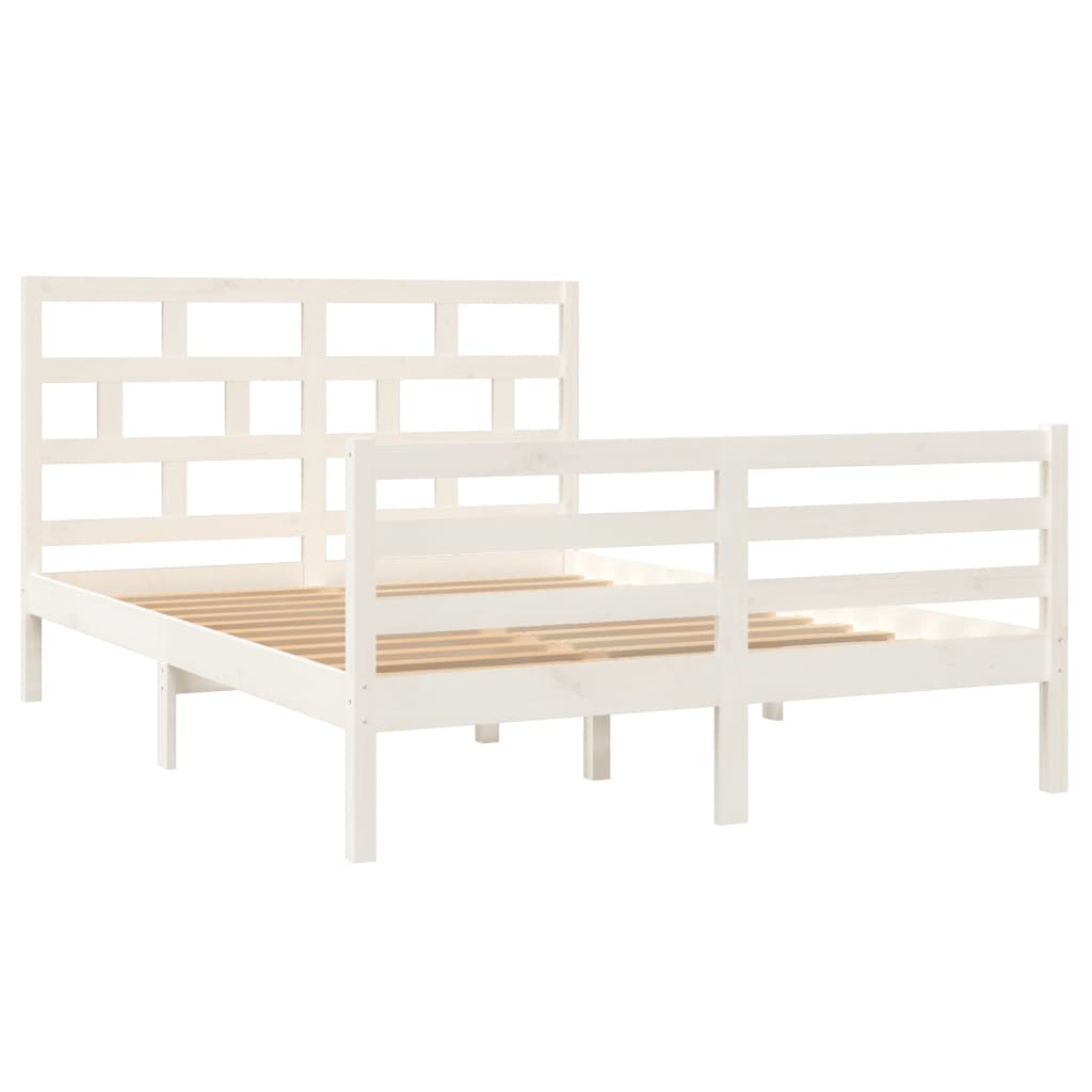 vidaXL Bed Frame without Mattress White Solid Wood 140x200 cm (810431+814195)