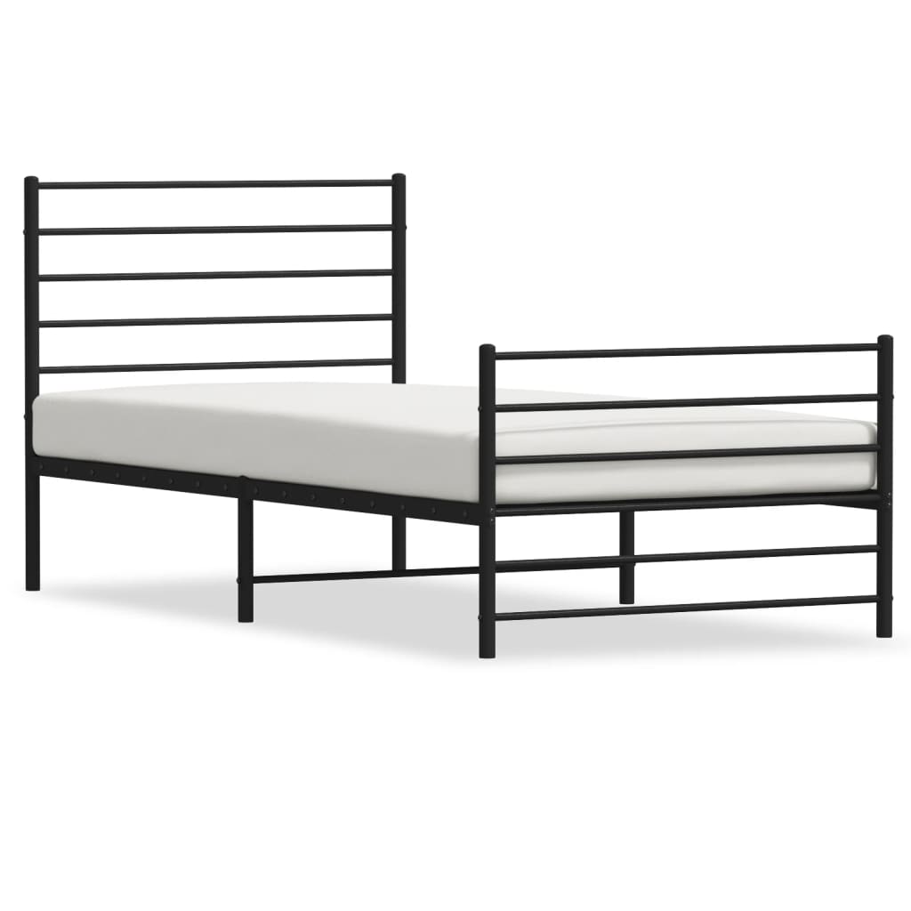 vidaXL Metal Bed Frame without Mattress with Footboard Black 90x200 cm