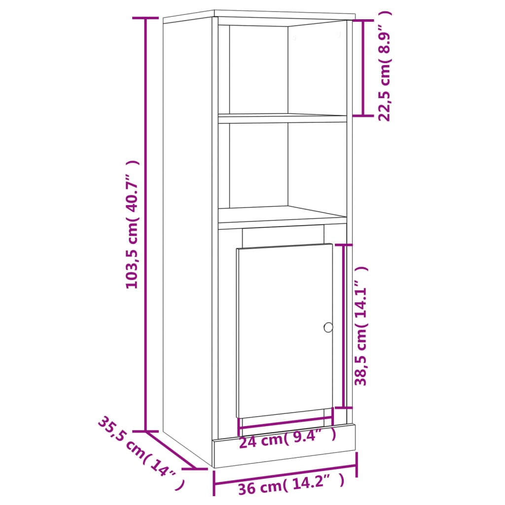 vidaXL Highboard Smoked Oak 36x35.5x103.5 cm Engineered Wood