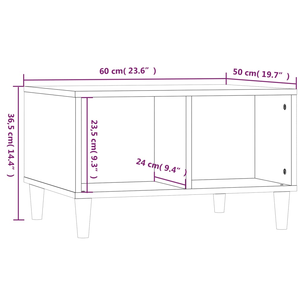 vidaXL Coffee Table Brown Oak 60x50x36.5 cm Engineered Wood