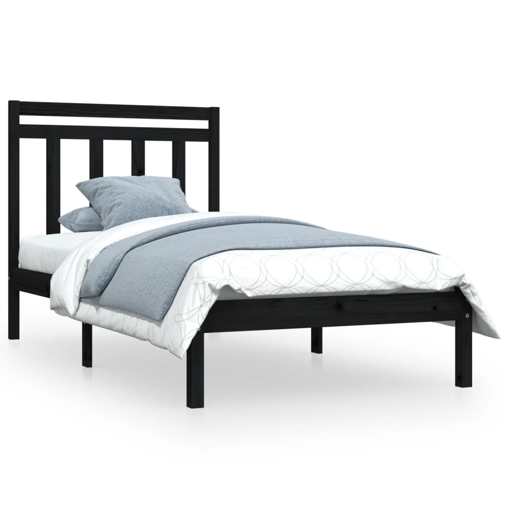 vidaXL Bed Frame without Mattress Black 100x200 cm Solid Wood