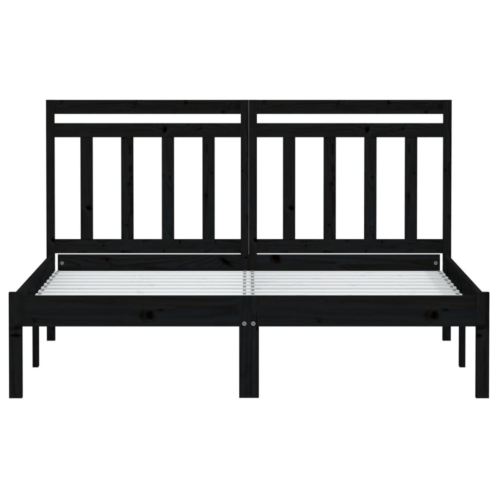 vidaXL Bed Frame without Mattress Black Small Double Solid Wood